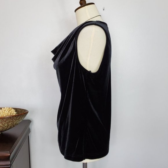 LUXE Velvet Look Drape Neck Dress Up or Down Career Top Size XS - Picture 3 of 6